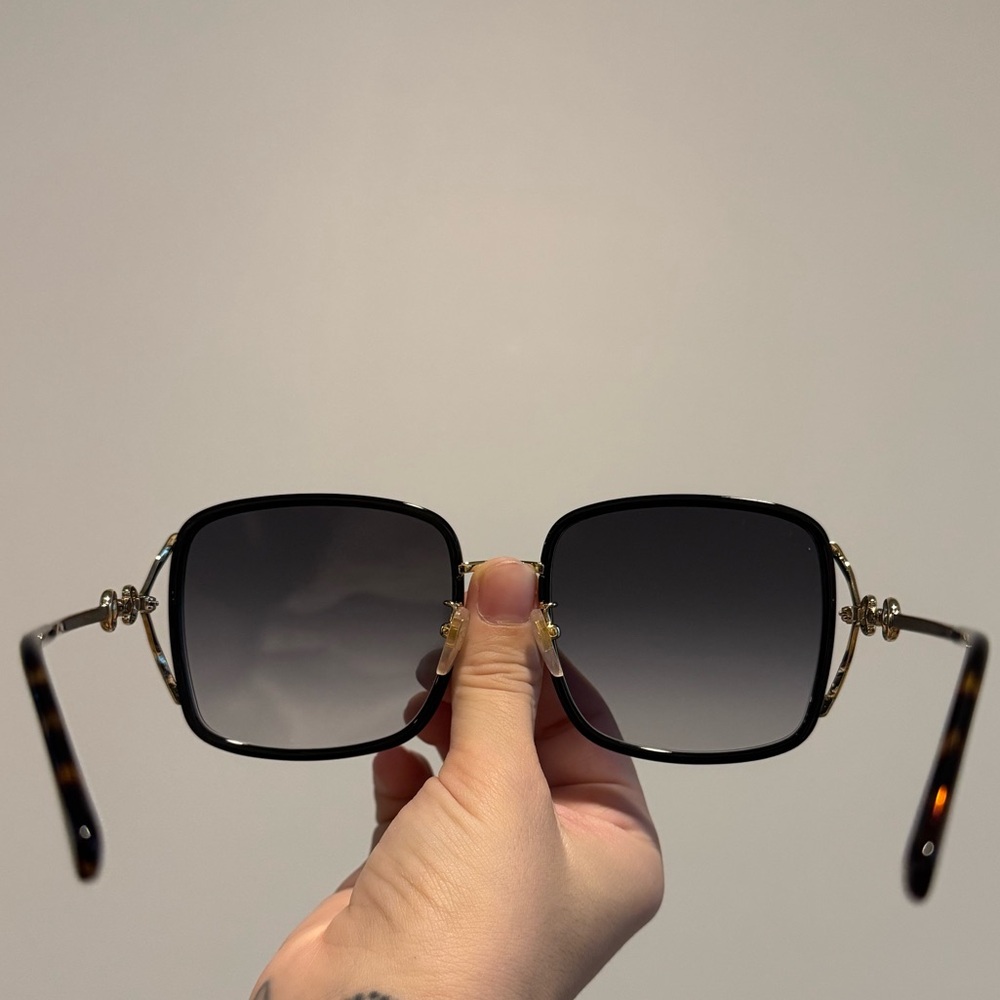 Gucci Black Sunglasses with Gold Accents - Picture 7 of 9